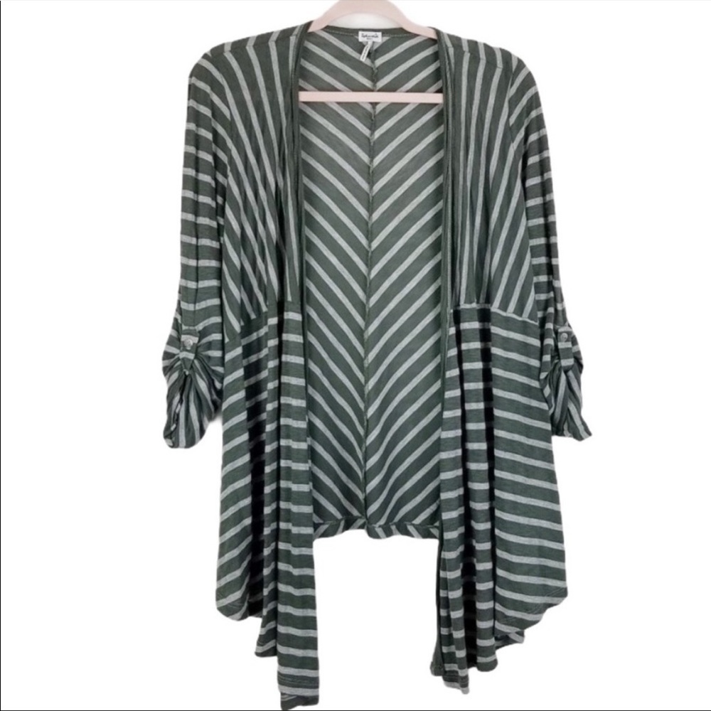 Splendid Open Front Drape Roll Tab Sleeve Chevron… - image 1